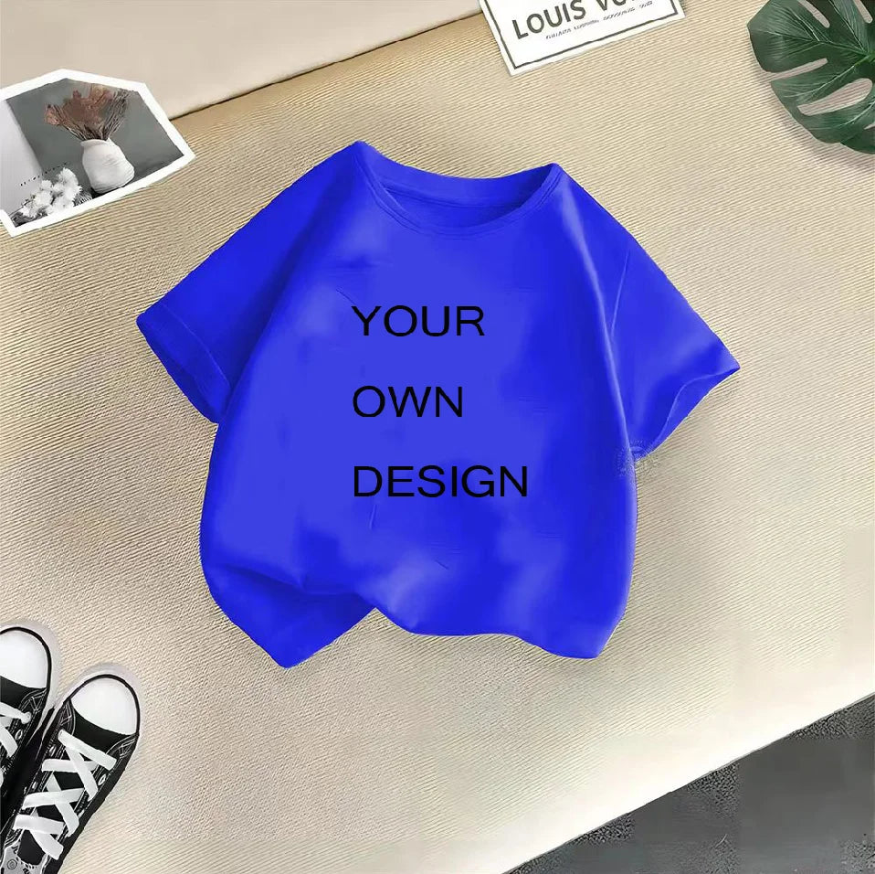 Customized Your Name Print  T shirt Boys Girls Your Own Design DIY Photo Kids Clothes 2024 EU Size Summer Cotton Tops Tee